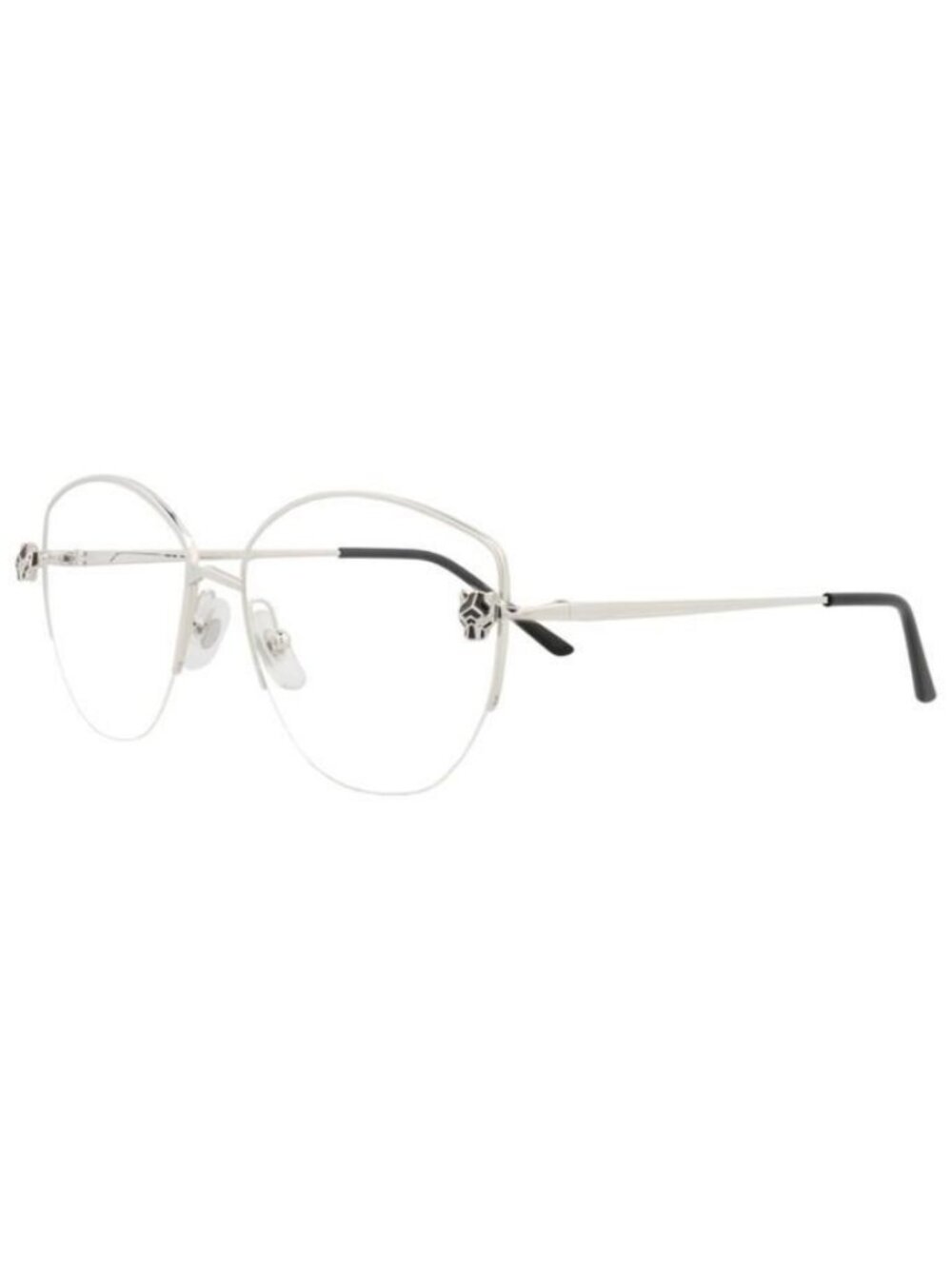 New Cartier Womens Cat Eye Silver Silver Transparent Fashion Designer Eyeglasses